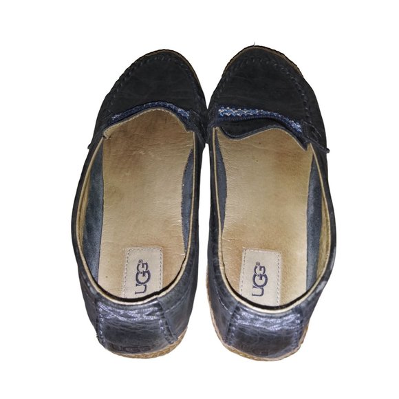 UGGS Kalee Moccasin Grey/Gray Leather Slip On Flat Shoe Size 8.5 Australian Shoe - Picture 2 of 11